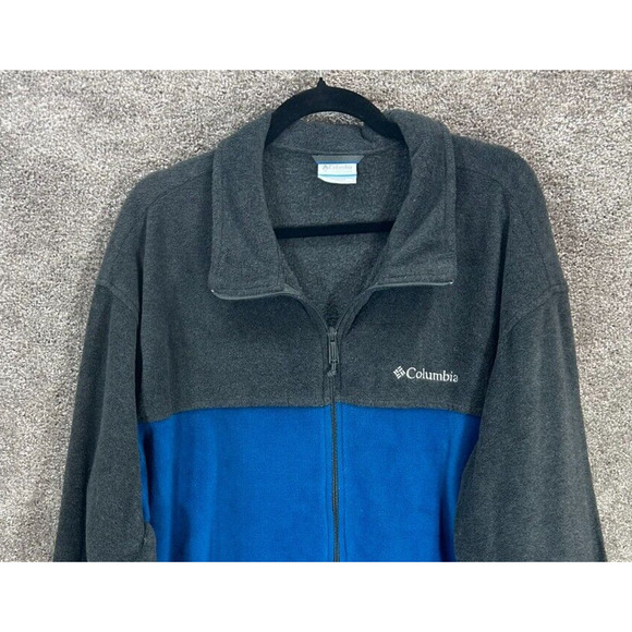 Columbia Jacket Mens XXL Gray Blue Colorblock Steens Mountain Fleece Full Zip - Picture 1 of 8